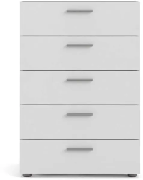TVILUM Pepe kommode - hvidt træ, m. 5 skuffer